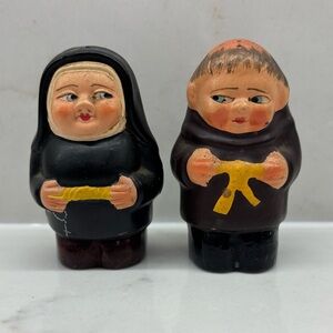 Vintage ‘Big Head’ Style Nun and Monk Salt and Pepper Shaker Set Kitschy Kitchen